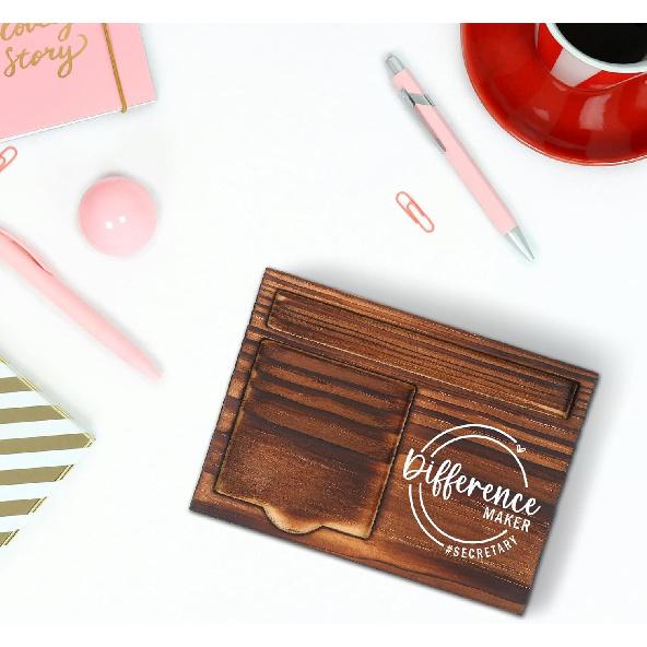 Secretary Difference Maker Self-Stick Note Pad Holder Gift for Administrative Professionals and Office Assistants, Durable and Stylish Desk