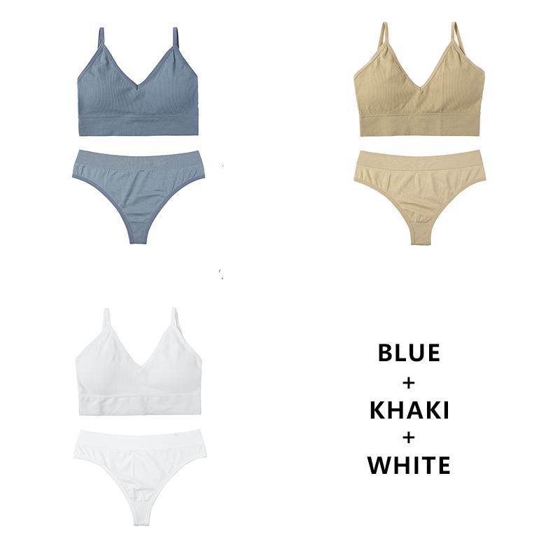 CINOON 3Pcs/Lot Women Bra Set Sexy Seamless Thong Low Waist Panties Wire Free Bra Bralette Lingerie Brassiere Female Underwear Set