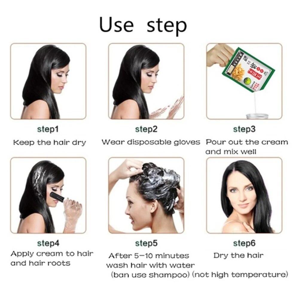 5 шт. Модная мягкая формула 5 минут мгновенная краска для волос экстракты имбиря седые волосы в черные волосы шампунь прост в использовании уход за волосами