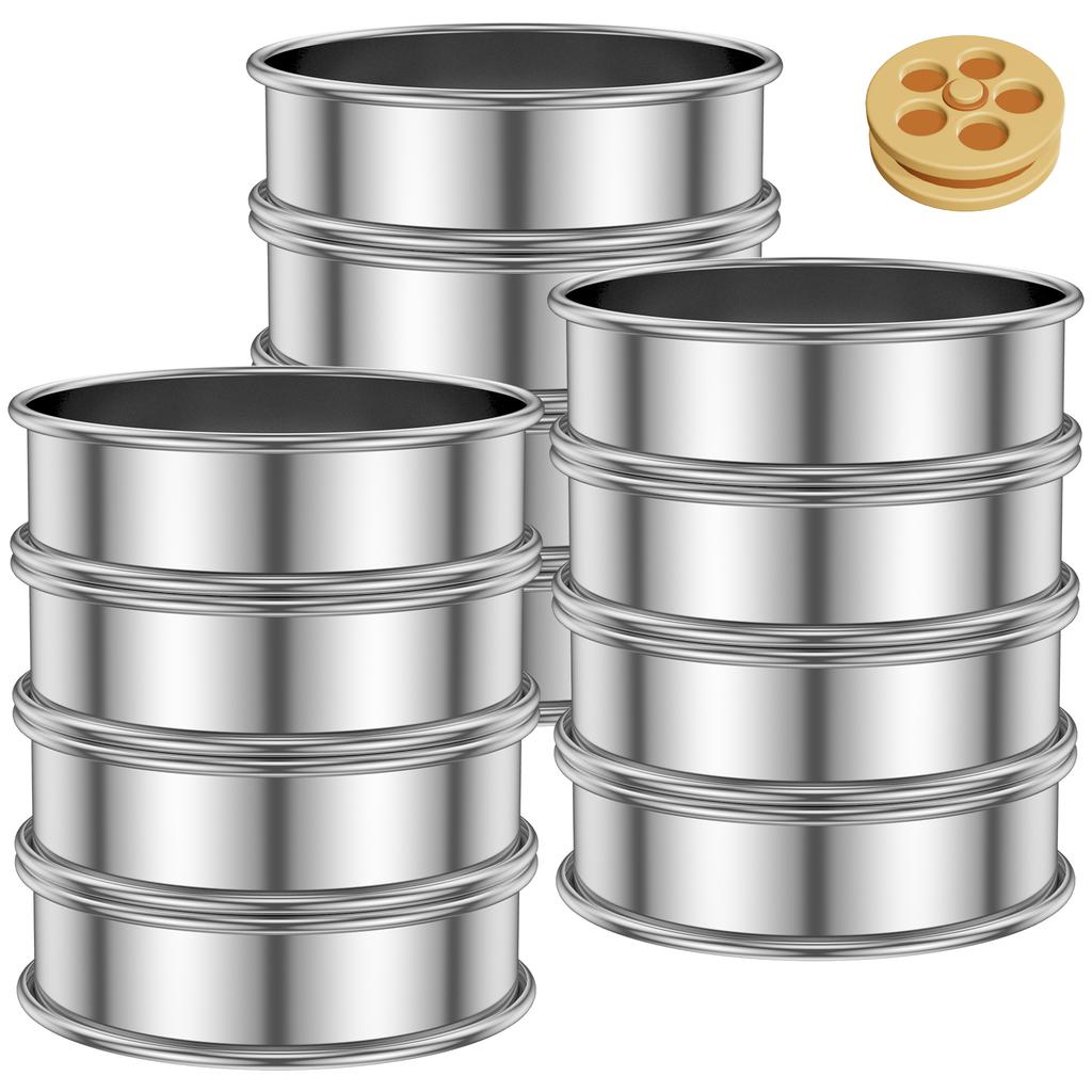 12Pcs English Muffin Rings 304 Stainless Steel Crumpet Rings Nonstick Tart Rings Double Rolled Muffin Tart Rings Crumpet Ring