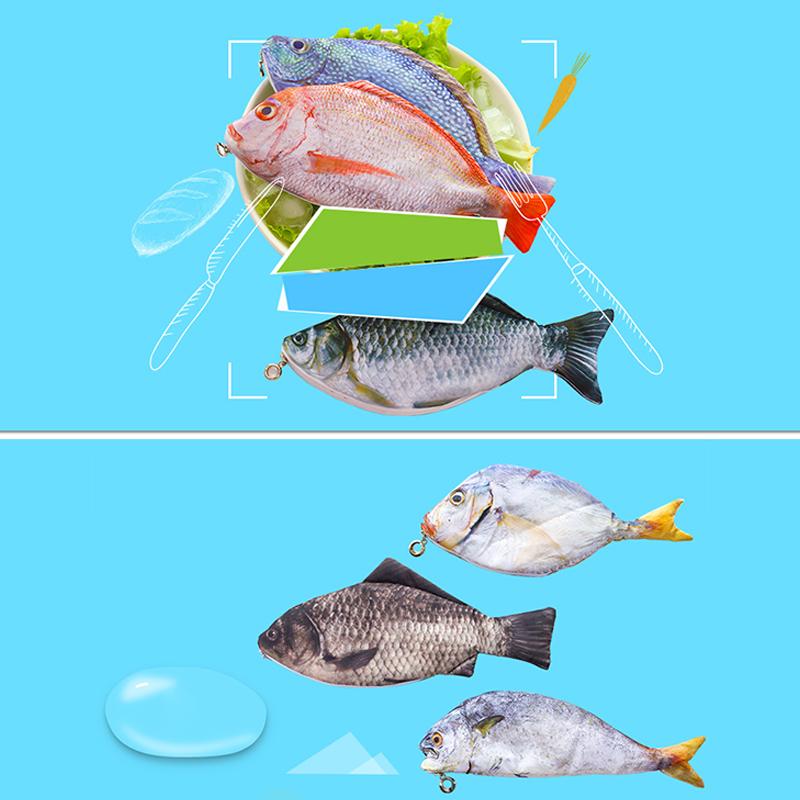 Милый пенал с имитацией рыбы, кавайный мультяшный пенал на молнии, большая вместительная портативная сумка для хранения, держатель для канцелярских принадлежностей, сумки для ручек