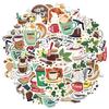 35pcs-50pcs Cartoon Beverages Stickers Cute Coffee  Stickers DIY Stickers For DIY Phone Laptop Scrapbook Bike Guitar