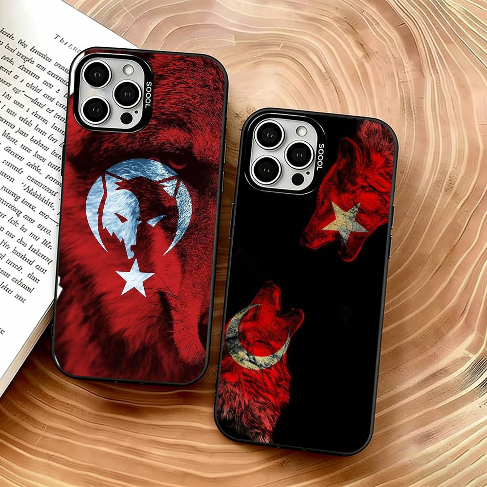 Чехол для телефона Turk Wolf Turkey Flag для iPhone 17,16,15,14,13,12,11 Plus,Pro Max,XS, Цветной Серебристый Чехол для телефона Funda Cover