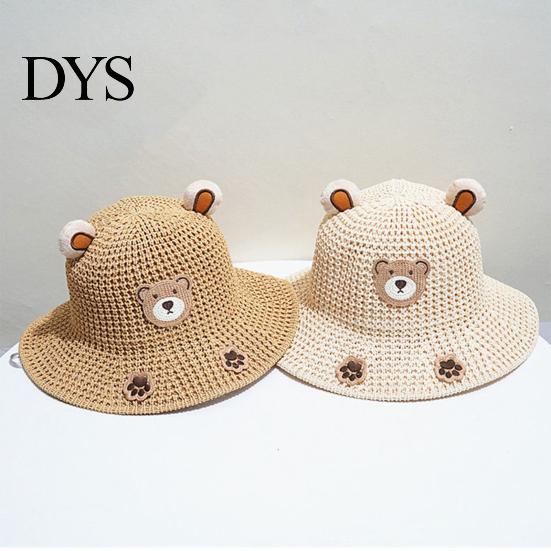 Toddler Beach Accessories Cute Animals Straw Sun Hats for Kids, UV Protection Fishing Hat, Wide Hat Brim Cartoon Bucket Breathable Summer Outdoor