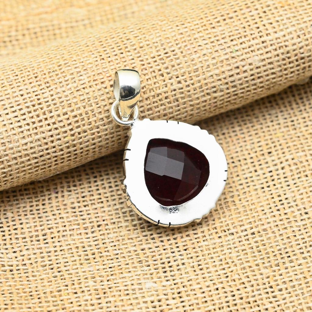 Великолепный красный гранатовый драгоценный камень ручной работы из стерлингового серебра 925 пробы ювелирный кулон для женщин