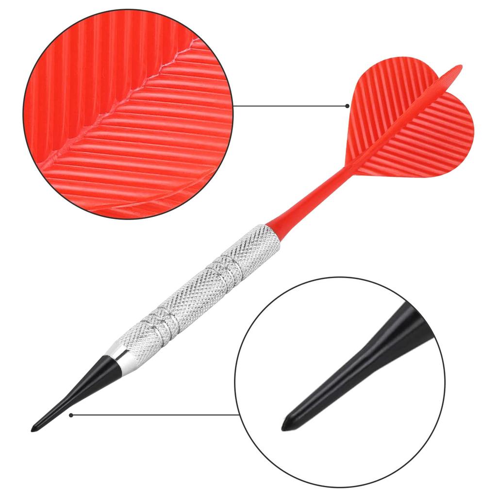 Set of 12Pcs Plastic Tip Darts Not Easy To Break and Bend Professional 14g Soft Tip Darts with Iron Nickel Plated Shaft