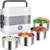 Electric Lunch Box Food Warmer Portable Food Heater Self Cooking Electric Lunch Box Ice Cooker 2 Layers 1600ML Heated Lunch Box