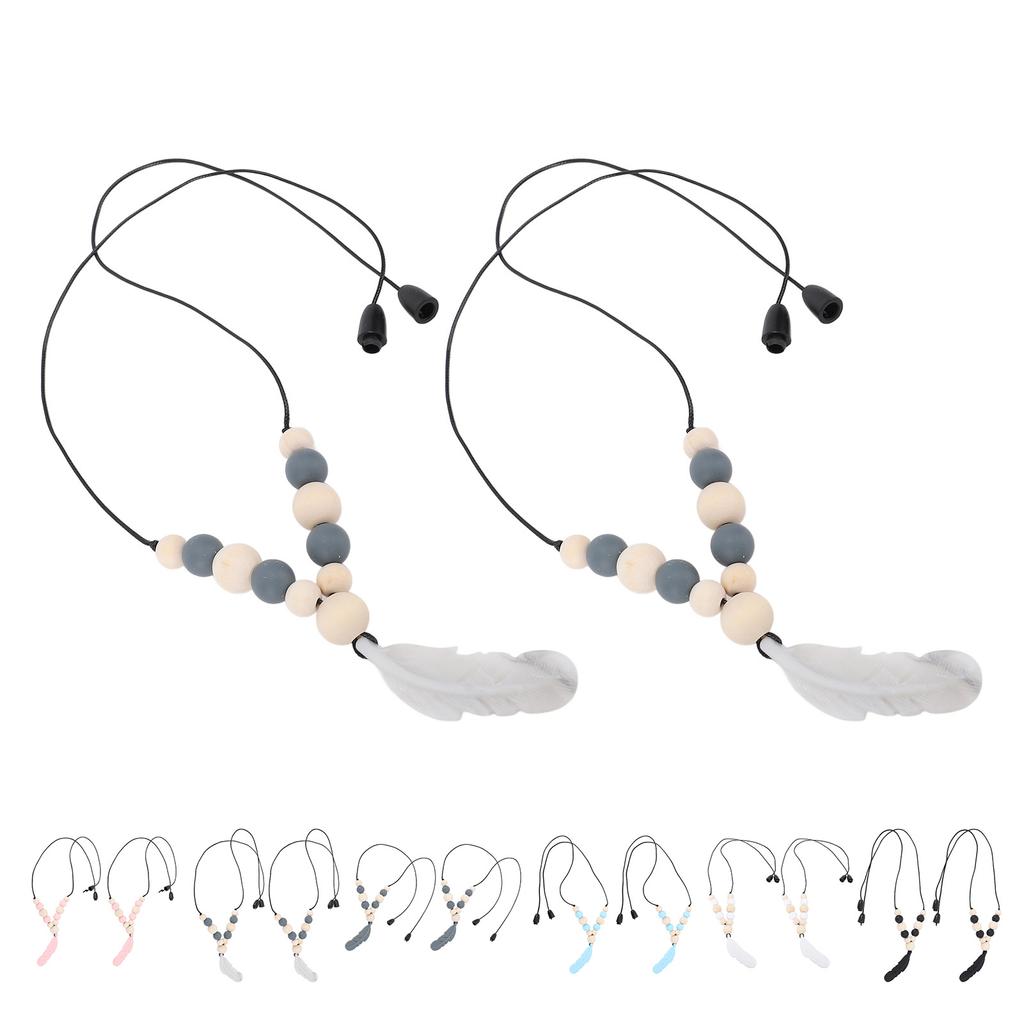 2 шт. Сенсорное ожерелье Уменьшает грызение пальцев Мягкий силиконовый жевательный кулон-ожерелье Подвеска-перо Сенсорное ожерелье