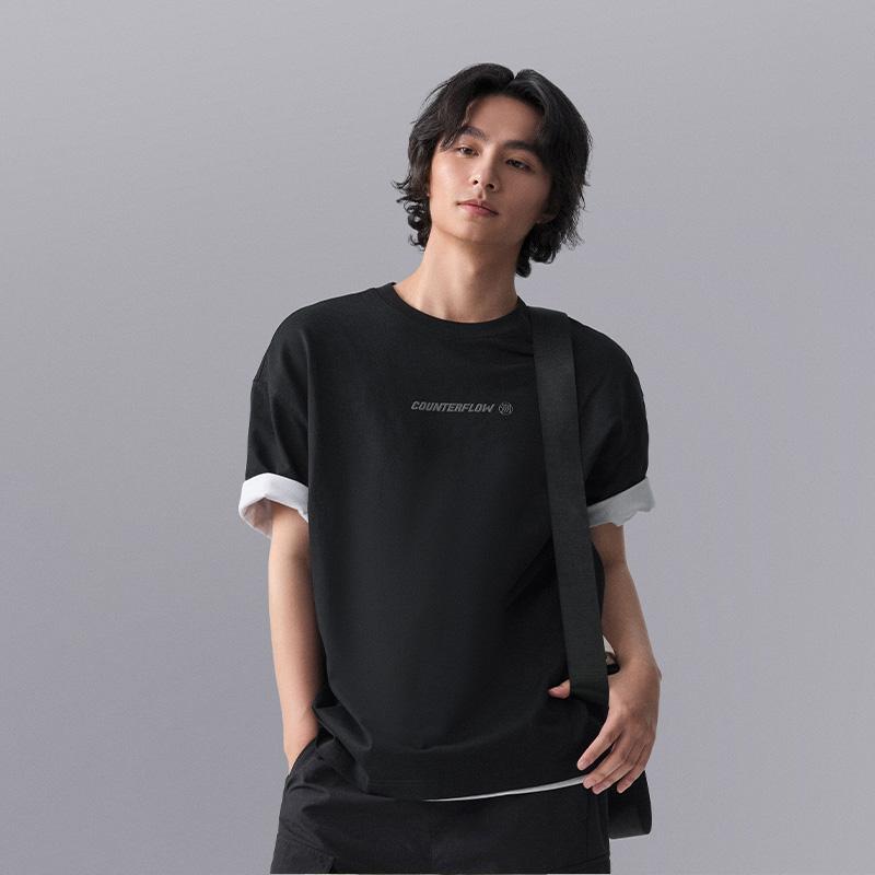Футболка с коротким рукавом Li Ning CF Letter Print, впитывающая пот, сохнущая, антибактериальная, мужская, стандартная, белая, ATSU601-2