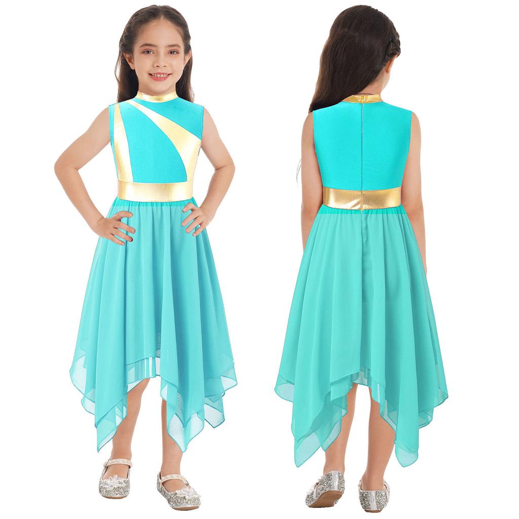 Kids Girls Praise Lyrical Dance Dress Worship Liturgical Celebration Costume Ballet Dance Wear