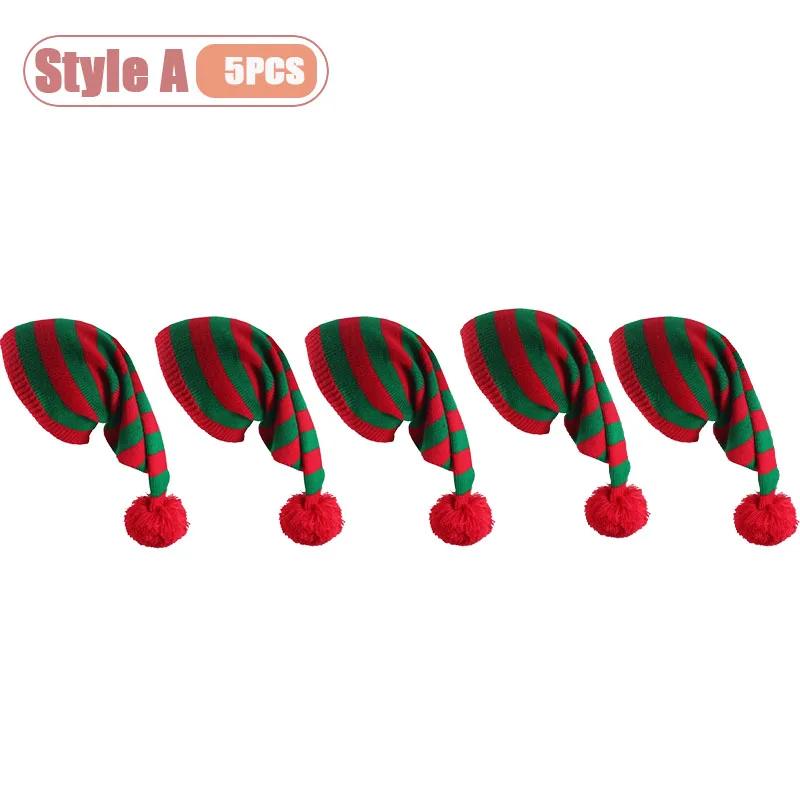 Уютная вязаная осенне-зимняя рождественская шапка унисекс с длинным хвостом и помпоном, в стиле волшебника, теплая шапка-бини для праздничной вечеринки, рождественский декор