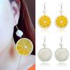 Милые серьги-крючки с кусочками лимона и апельсина, женские акриловые фруктовые украшения, подарок на вечеринку