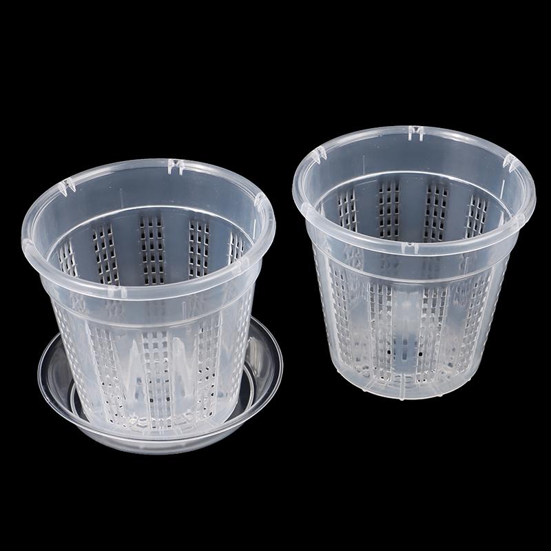 1Pc Flowerpot Garden Planter Drainage Pots with Holes Transparent Orchid Baskets Plastic Breathable Flower Pots Accessories
