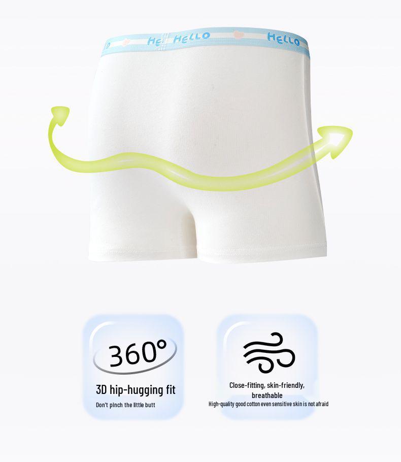 Трусы-боксеры из чистого хлопка для девочек с мультяшным рисунком - Антибактериальные, с плоской штаниной, не сдавливающие, для детей младшего и среднего школьного возраста