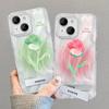 Suitable for Apple 15 Mobile Phone Case Summer Iphone14 Smudge Rose Invisible Bracket 13 Feather Yarn Premium 12 Full Package