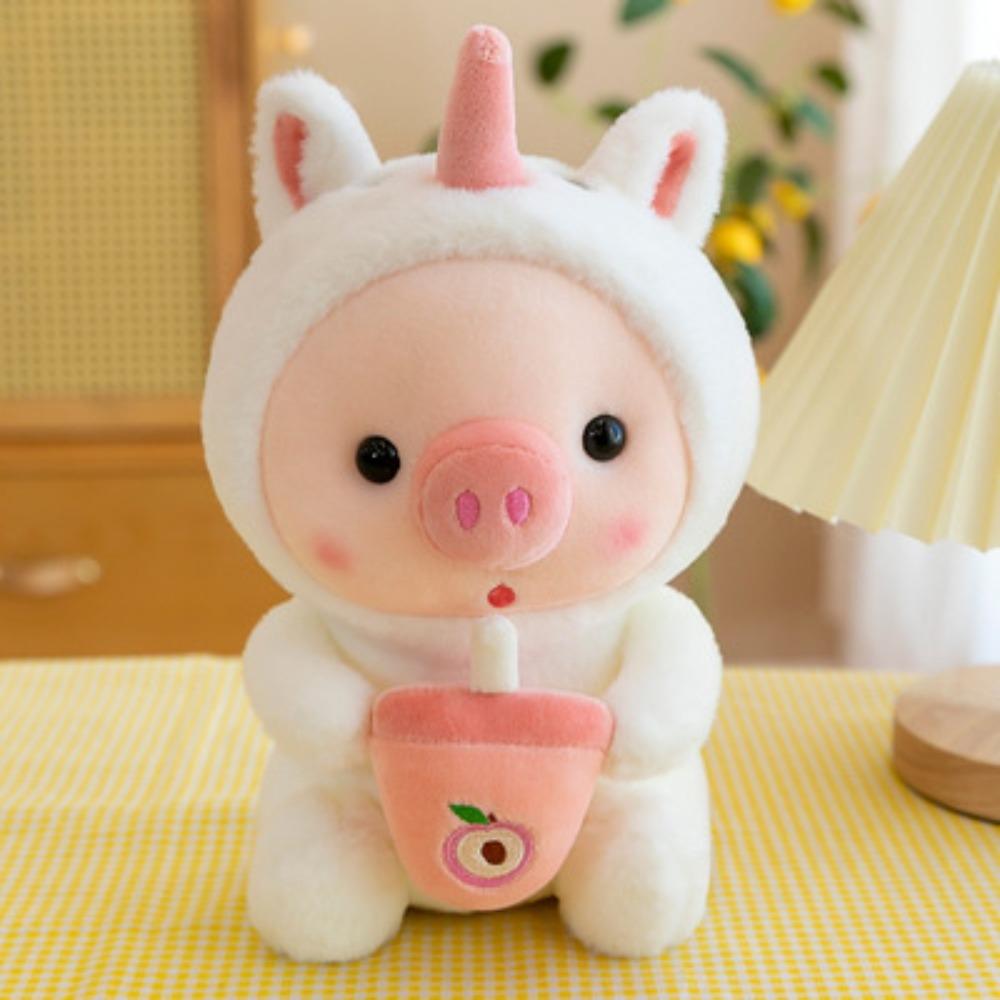New holding bottle pig doll plush toy little tiger cloth doll Christmas doll grab machine doll