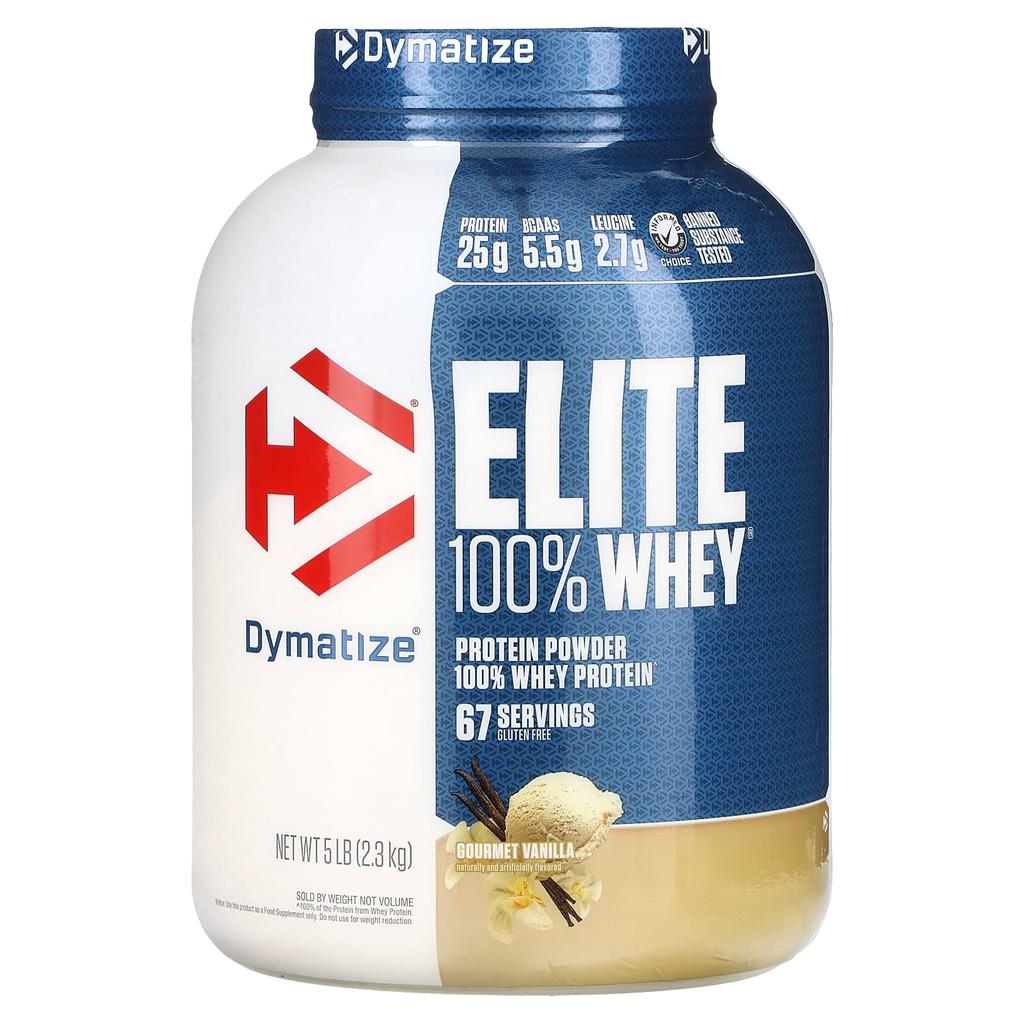 Dymatize Elite 100% Whey Protein Powder, Gourmet Vanilla, 5 Lbs (2.3 Kg)