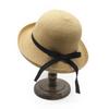 Summer Sunshade Straw Hat Black Silk Belt Bow Rolled Brim Hat Japanese Adult Basin Hat Women'S Sunscreen Folding Sun Hat