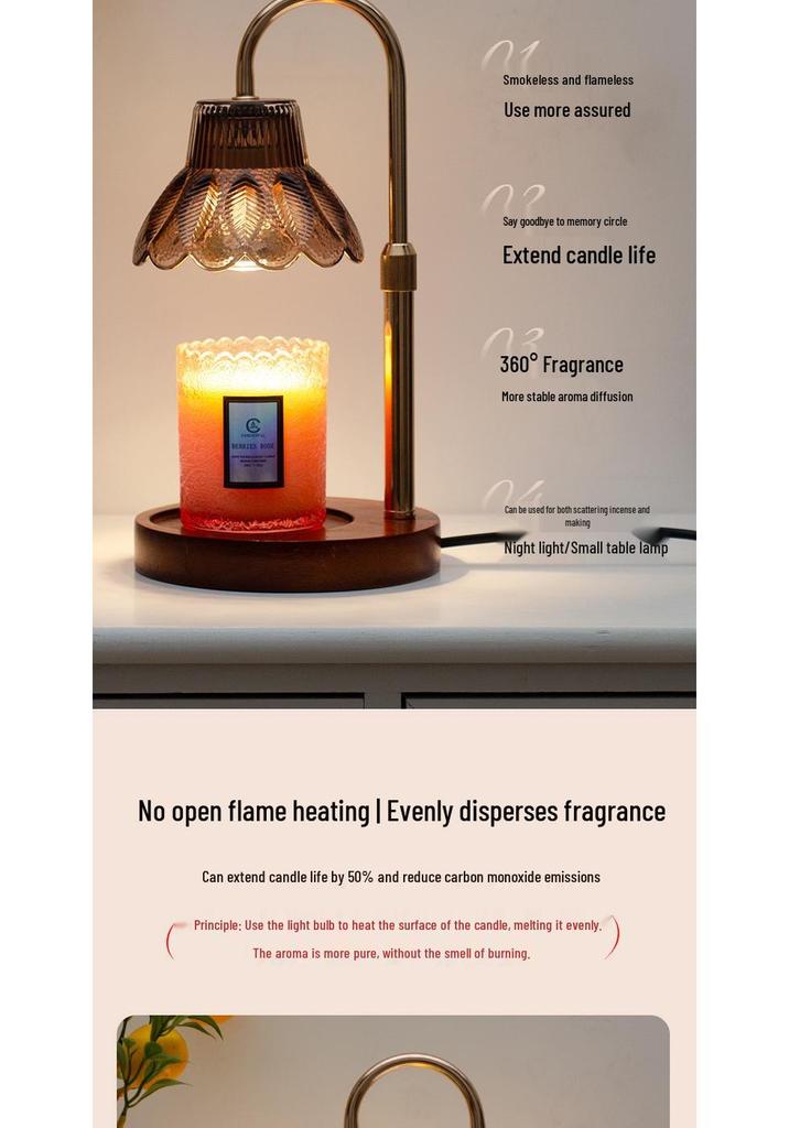 Retro Glass Aromatherapy Wax Melt Lamp - Flameless Scented Bedroom Night Light Desk Decor