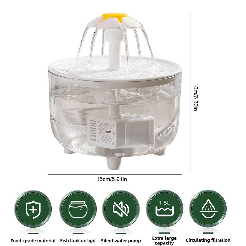 Transparent Automatic Cat Water Fountain Electric Pet Drinking Fountain  Pets Home Alone