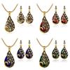 Elegant Christmas Waterdrop Blue Zircon Peacock Pendant Necklace And Earring Combination Gift Set