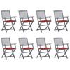 Day and Night - Day and Night Folding Garden Chairs 8 Units and Cushions Solid Acacia Wood