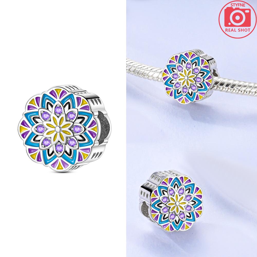 Цветы Мандалы Бусины Медь Покрытие Настоящие Бусины Шармы Совместимы С Настоящими Браслетами с Шармами Бусины Шармы Украшения Подарки Иде