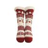 1 Pair Winter Floor Socks Thickened Fuzzy Plush Warmth Retention Christmas Elk Snowflake Print Leg Warmer Silicone Bottom Fall Winter Floor