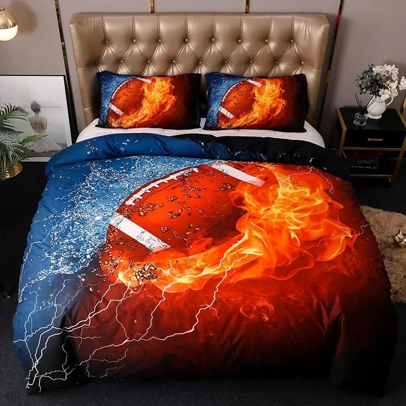 Ball Printing Quilt Cover King Size Football Basketball Sports Bedding Set Double Single Home Textile
