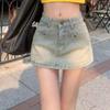 Women's High-Waist A-Line Light Retro Denim Skirt - Summer Anti-Exposure, Slimming, and Hip-Wrapped Design