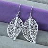 Leaves Drop Piercing Earrings 925 Sterling Silver Wedding Jewelry