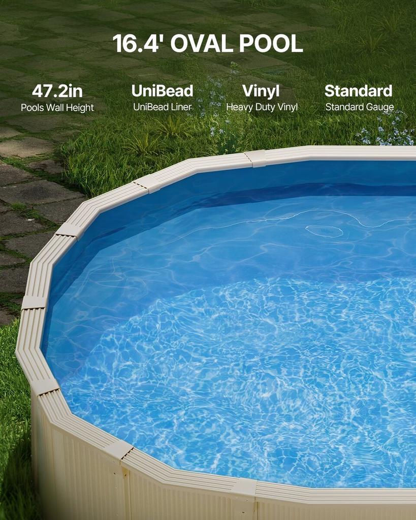 Oval Pool Liner 16.4x9.8ft Unibead Style Pool Liner 47in Wall Height