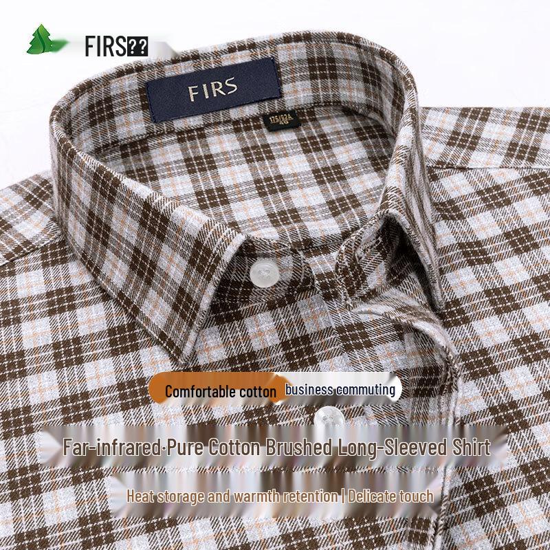 Мужская клетчатая хлопковая рубашка с длинным рукавом FIRS Business Casual