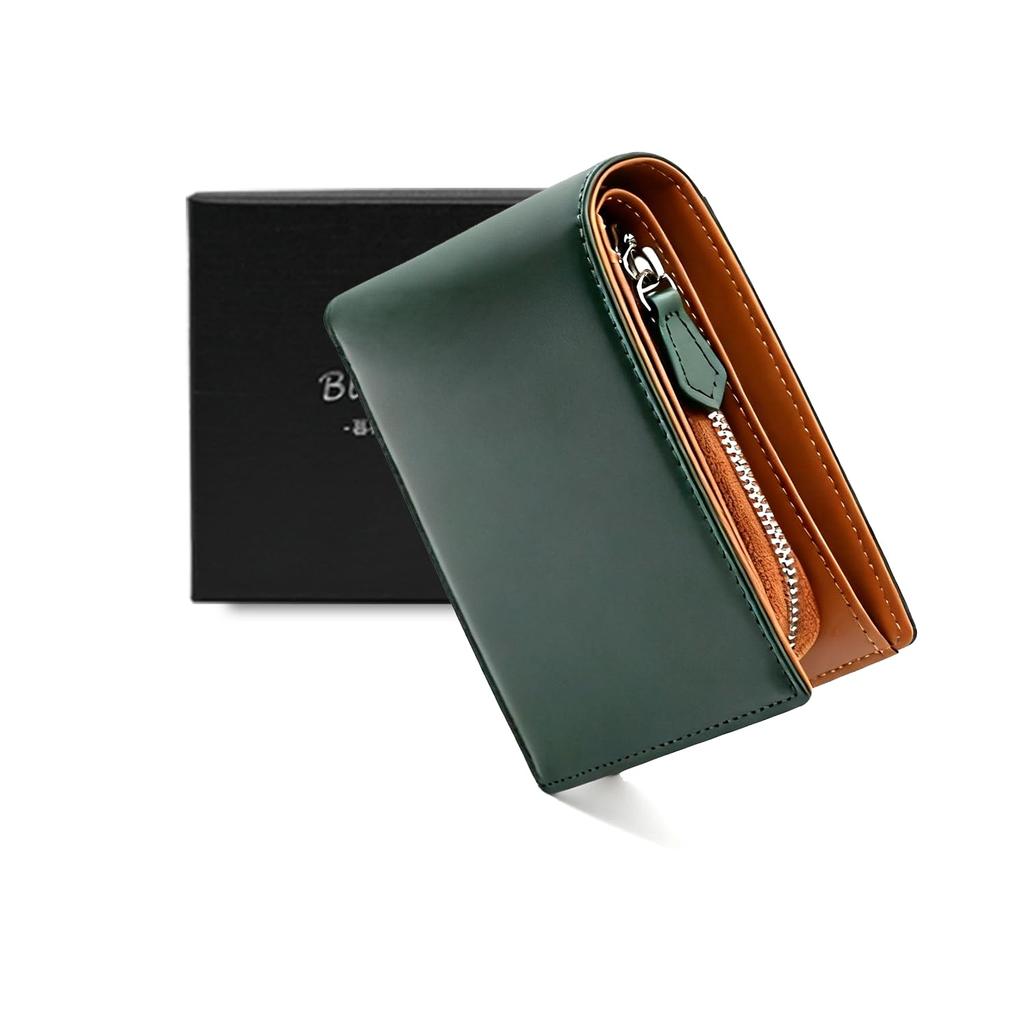 Bluesay wallet mens bifold Tochigi leather genuine large capacity YKK zipper coin pocket Japanese skilled craftsmanship compact folding men gentlemen