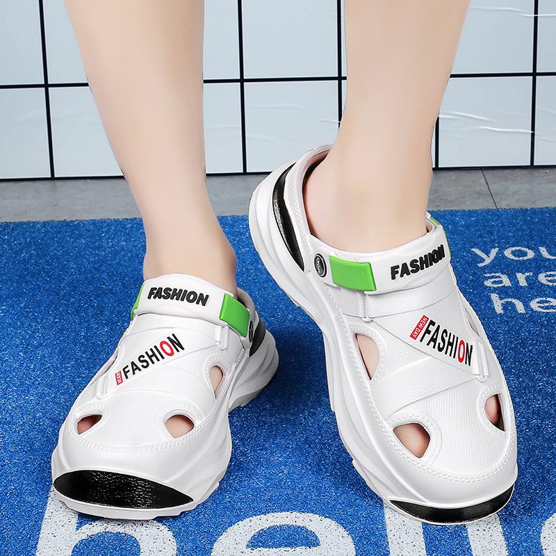 Новые мужские сандалии для бассейна, уличная пляжная обувь, слипоны, садовые сабо, сандалии, повседневные нескользящие тапочки, мужские шлепанцы