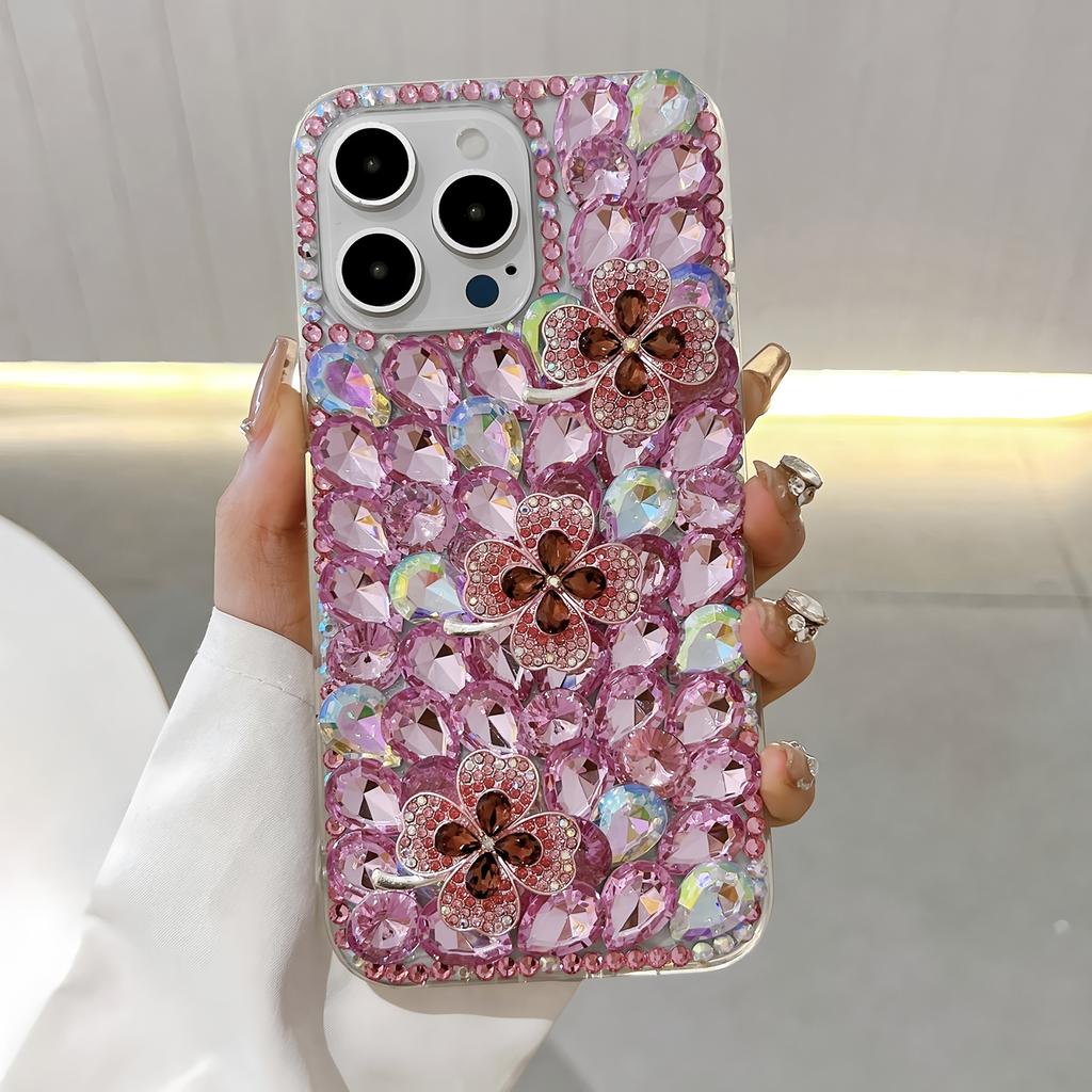 Блестящий стразы Клевер Цветок Кристалл Алмаз Блеск Искры Чехол Для Samsung Galaxy A57 A37 A56 A36 A26 A55 A35 A25 A54 A34 A24 A52 A72 4G 5G