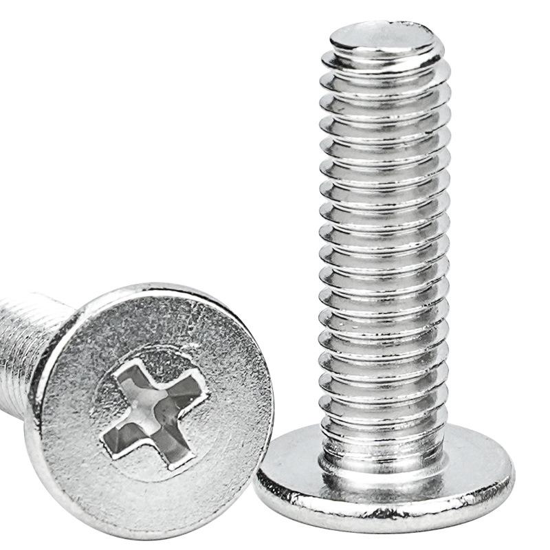 Nickel-Plated CM Large Flat Head Cross Slot Screw - Thin Head M3/M4/M5/M6.