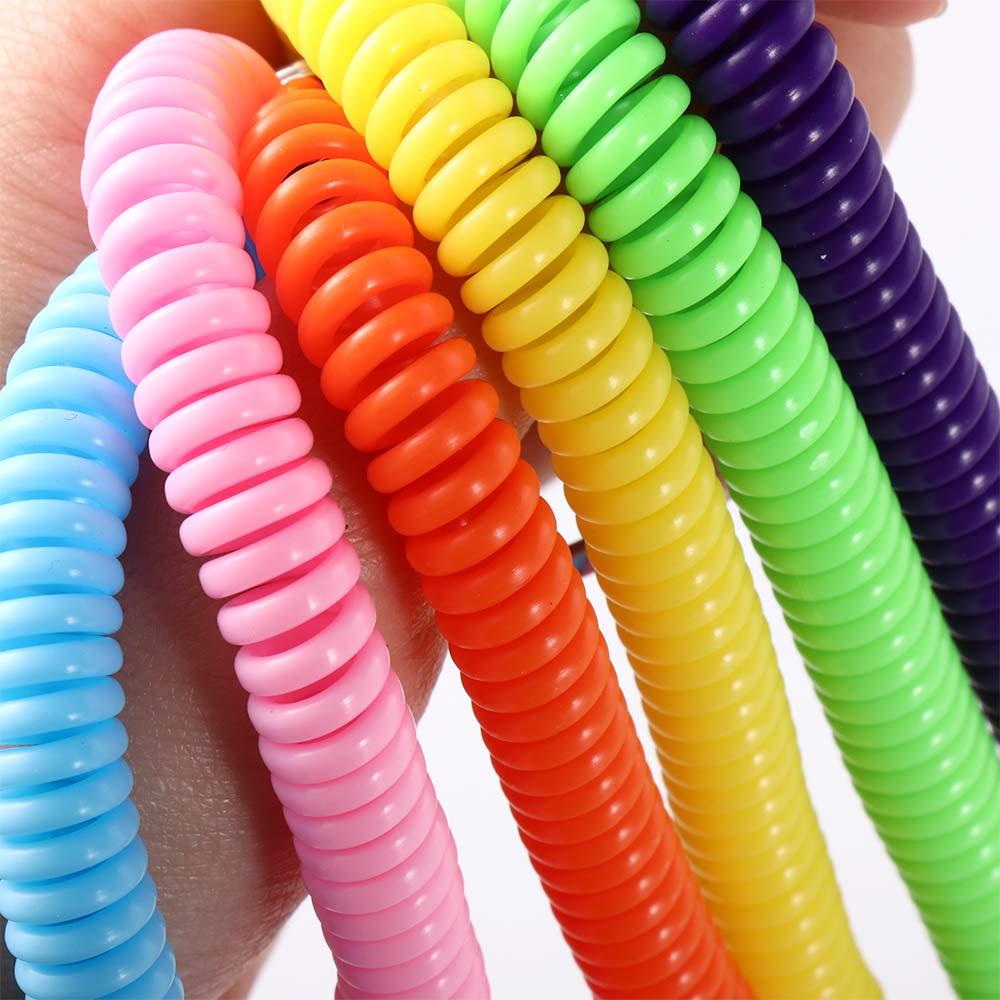 Security Gear Wrist Coil Spring Rope Key Ring Elastic Ropes Spiral Stretch Keychain Key Cord Clasp