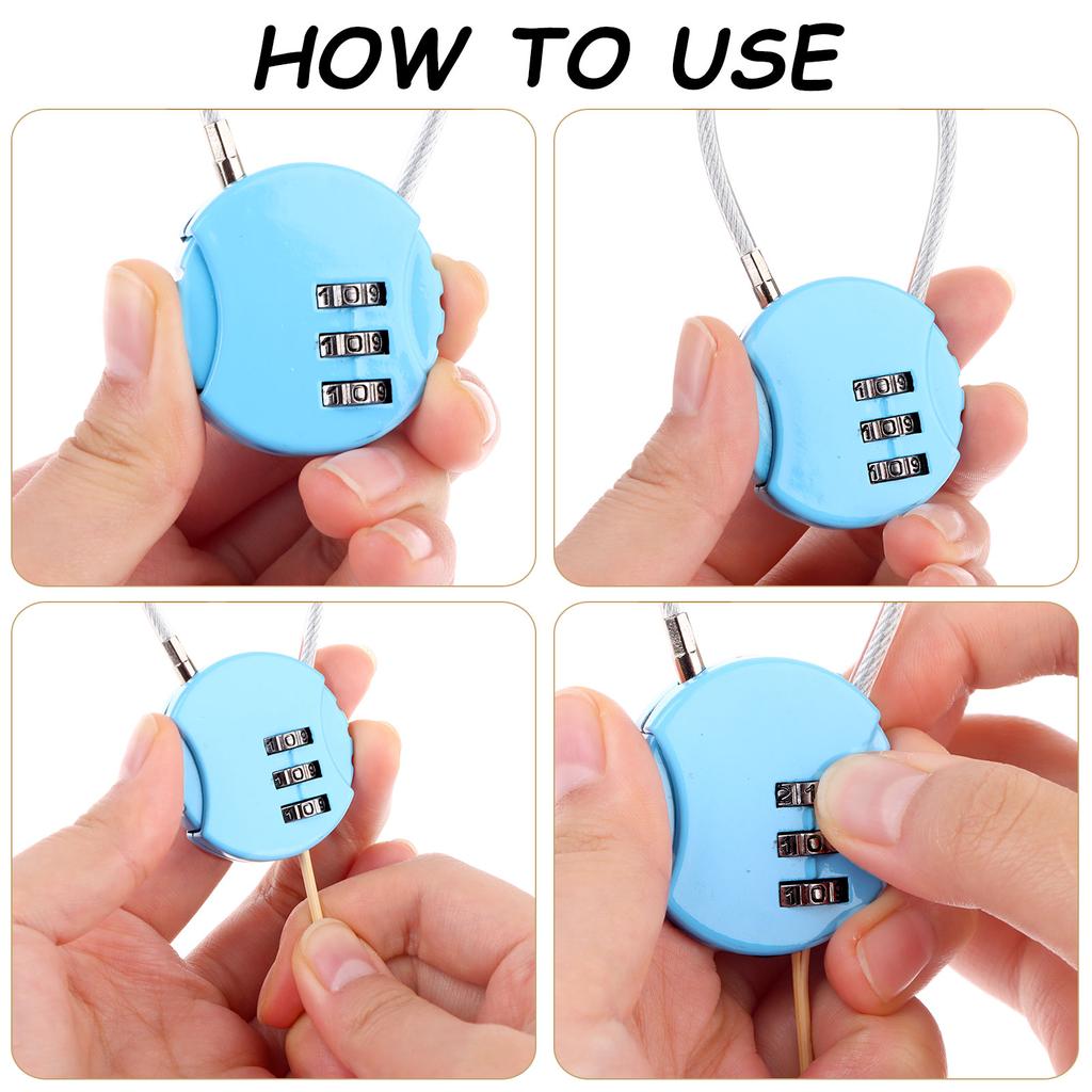 32 Pack 3 Digit Combination Gym Lock Mini Wire Rope Combination Lock Number Luggage Lock Waterproof Travel Padlocks