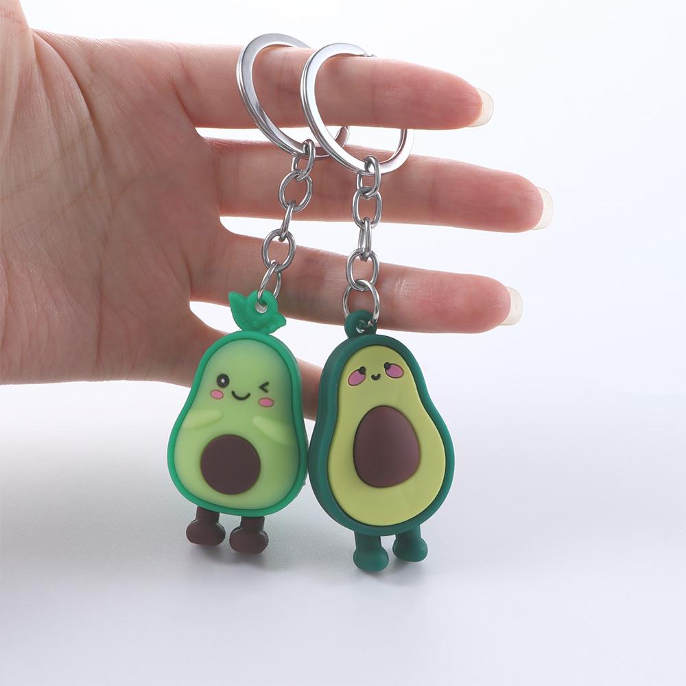 Couple Key Rings Bag Pendant Jewelry Smiling Avocado 3D Keychain Simulated Fruit Avocado Keychain