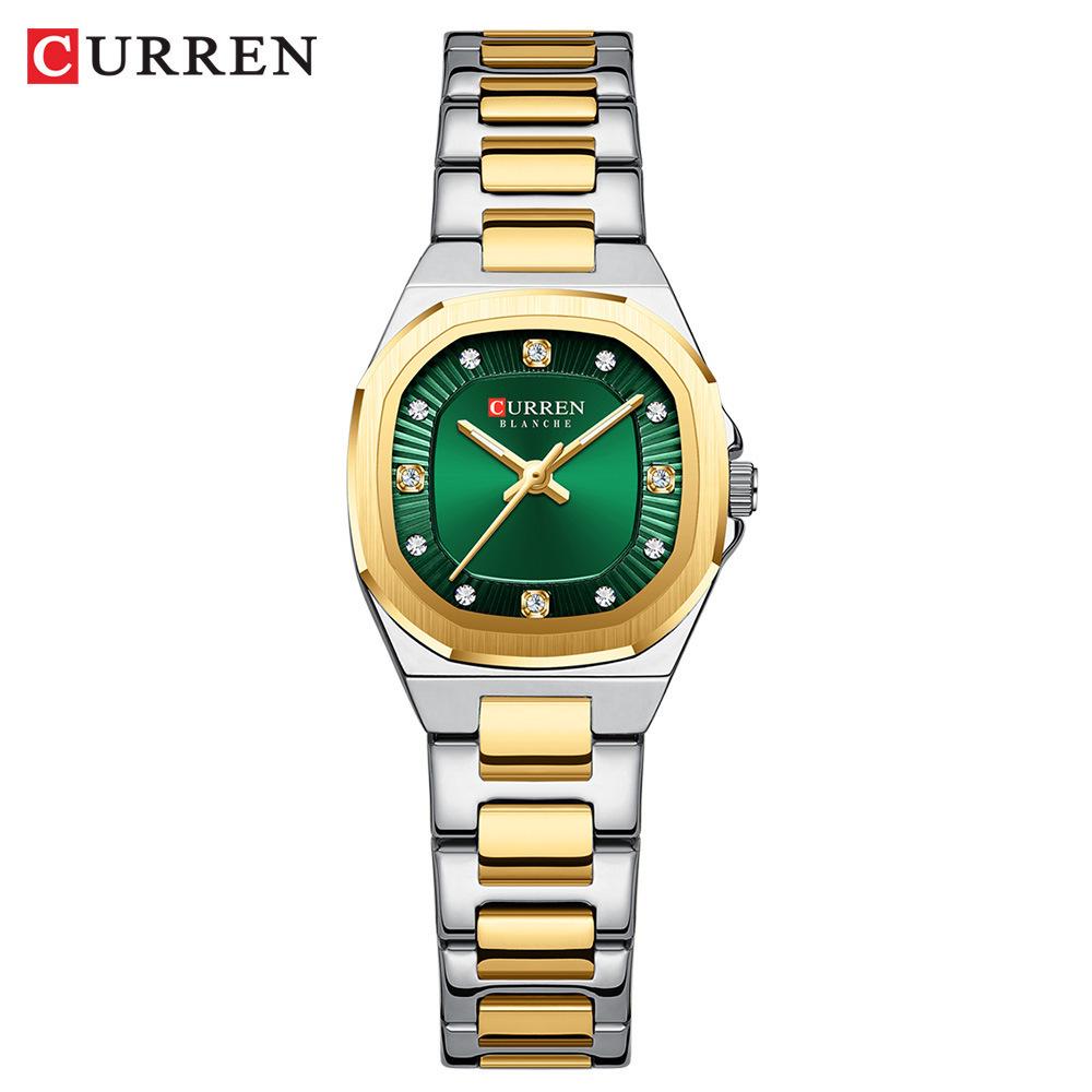 CURREN 9104 Женские кварцевые часы с браслетом из стали, повседневные, модные