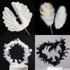 Angel Wings Feather Heart Cake Topper with Wire and Ostrich Feather Strip Decoration