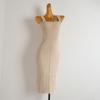 French Style New Arrival Pure Color Knitting Dress Women's Clothing Silm Slimming Slit Mid Length Long Length Sleeveless Vest Suspender Dress