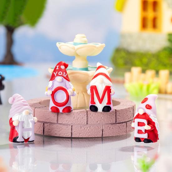 4Pcs Mini Gnome Ornaments Resin Tiny Home Gnomes Collectibles Miniature Gnome Figurines for DIY Craft Fairy Garden Party Favors Supplies
