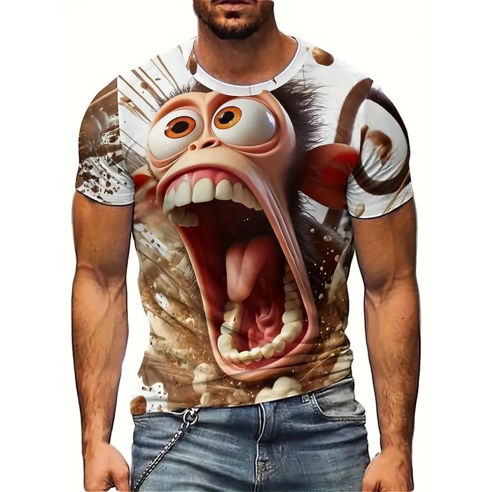 Летняя футболка с принтом забавной обезьяны для детей, повседневная футболка с коротким рукавом для мальчиков, топ, футболка с обезьяной для девочек