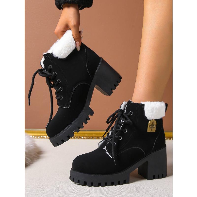 Зимние новые модные ботинки на толстой подошве из бархата с утолщением женские большого размера на шнуровке теплые на толстом каблуке ботинки Мартин