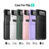 Samsung Z Flip6 Folding Screen Protective Case with Hinge and Bracket, Litchi Leather Mobile Phone Cover.