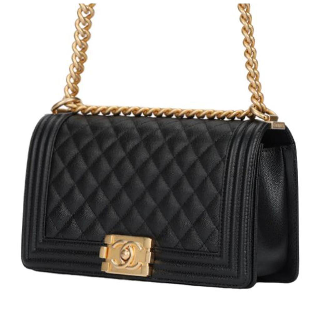 CHANEL Boy Handbag Calfskin & Ruthenium-Finish Metal Black A67086-Y83339-94305