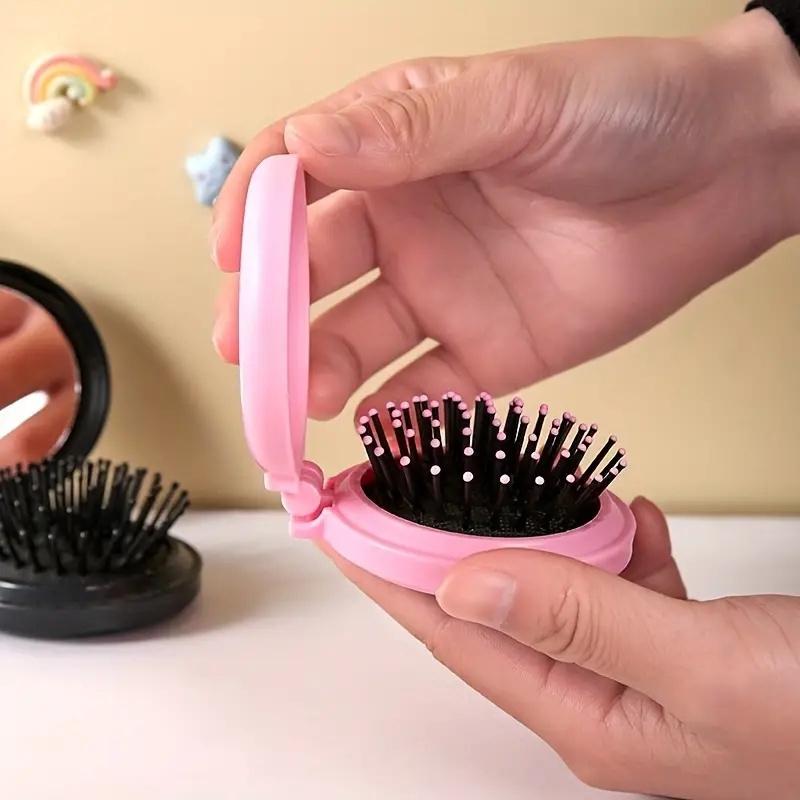 1PCS Small Comb With Folding Mirror Travel Portable Massage Folding Comb Women's Hair Brush Styling Tool