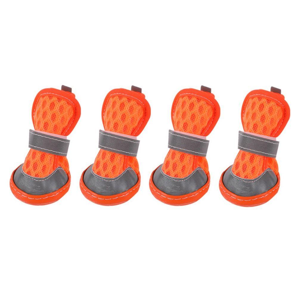 4pcs/set Non-slip Dog Mesh Shoes Breathable Dog Foot Covers Practical Puppy Socks Shoes  Summer